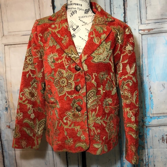 Vintage Jackets & Blazers - ELCC Vintage Tapestry Blazer Floral Jacquard